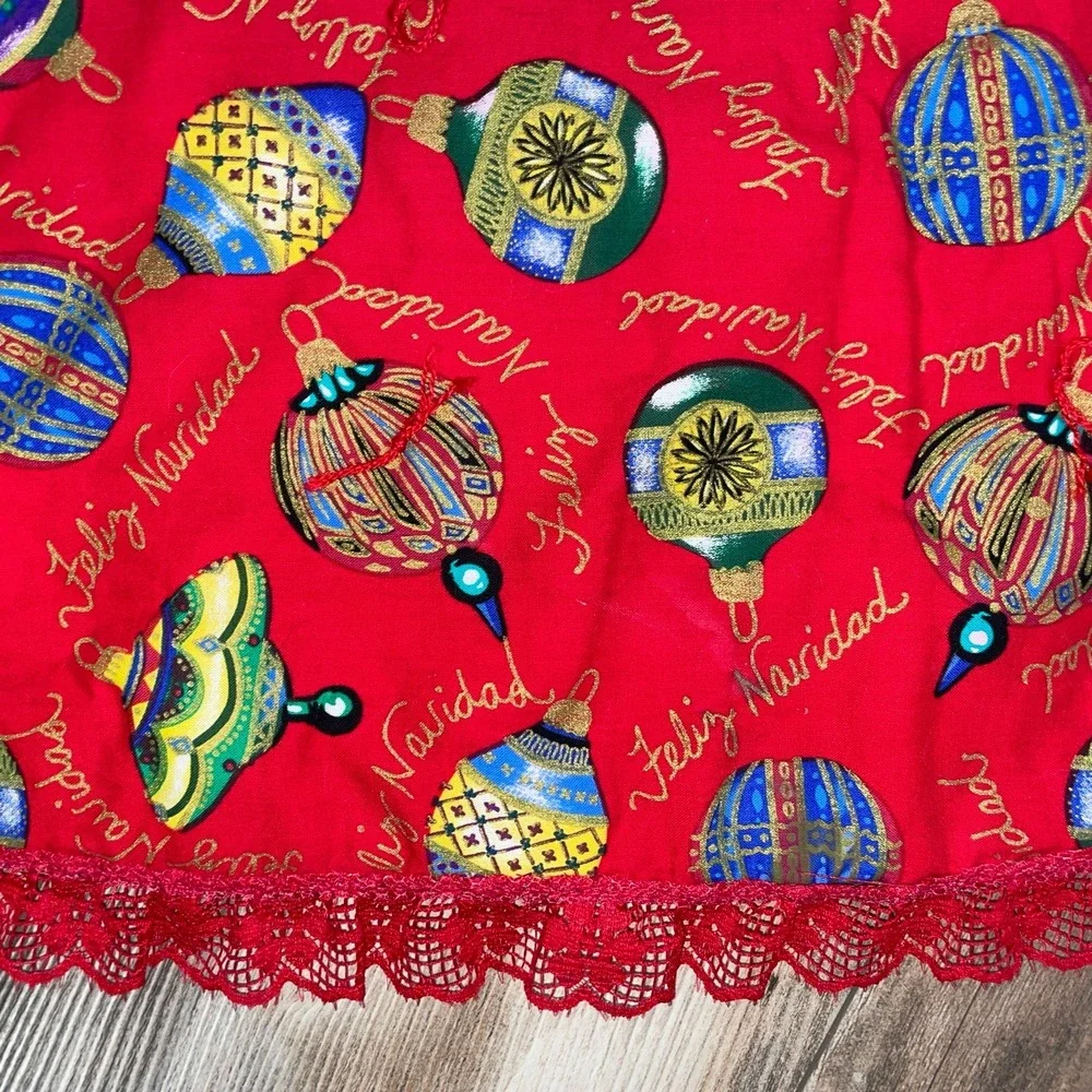 Christmas Tree Skirt Handmade‎ Lace Trim Festive 